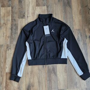 Jordan Women's S Core Knit Track Jacket Black White Full Zip Jumpman Cropped...